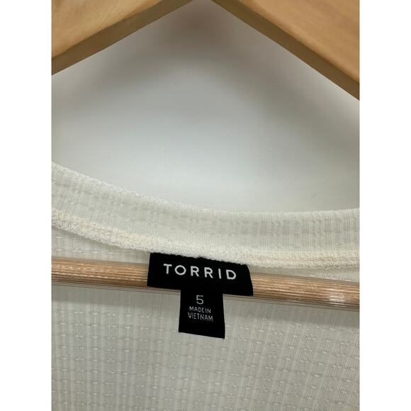 Torrid Texture Jersey Lace-Up Drop Shoulder Top Women 5X Cream Lightweight - Picture 7 of 9